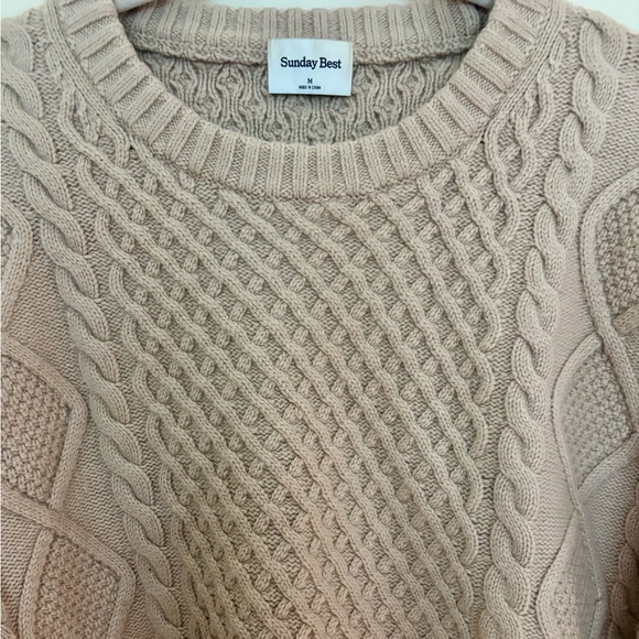 Aritzia - Sunday Best - Peggy Cropped Cozy Cable Knit Sweater - Tan - Picture 3 of 4